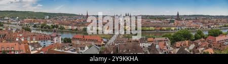 Wurzburg Germania, skyline della città presso il Ponte Vecchio principale alte e il fiume principale la città sulla strada romantica della Germania Foto Stock