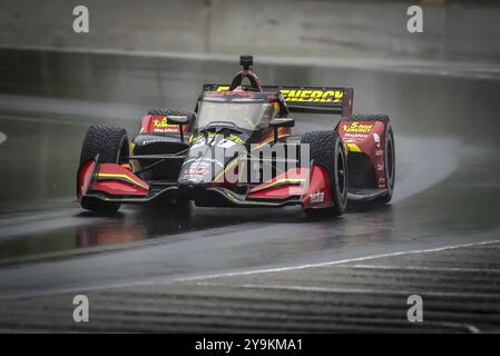 PIETRO FITTIPALDI (30) di Miami, Florida passa attraverso la curva 12 (Canada Corner) durante una sessione di prove sul bagnato per il Gran Premio XPEL a Road America i. Foto Stock