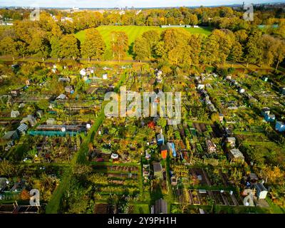 Veduta aerea degli spazi di Inverleith Edimburgo, Scozia, Regno Unito Foto Stock