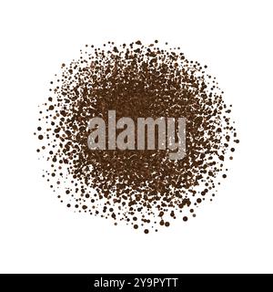 Vista dall'alto macchie di caffè in polvere, cacao. Fagioli granulosi con particelle macchiate. Polvere di cioccolato marrone. forma di grani e granuli. Illustrazione vettoriale Illustrazione Vettoriale
