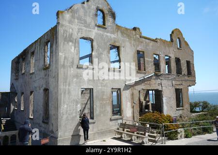 La casa del Warden in rovina, costruita nel 1921 e distrutta in un incendio nel 1970. Foto Stock