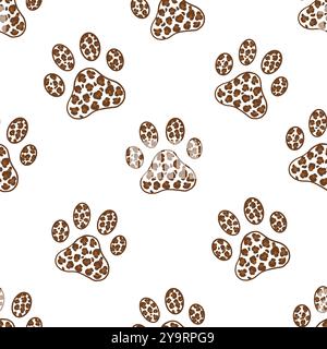 Stampa leopardo con motivo a zampa Illustrazione Vettoriale