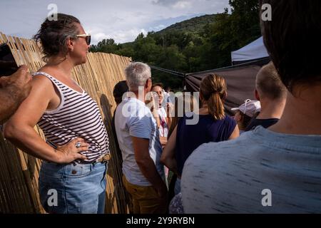 Il presidente della regione Occitanie Carole Delga Festival du Verbe a Martres-Tolosane nel dipartimento dell'alta Garonna nella regione Occitanie a p. Foto Stock