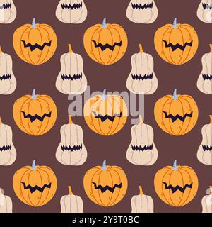 Halloween seamless pattern con zucche Illustrazione Vettoriale