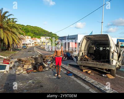 10 ottobre 2024, Martinica. Dimostrazione contro l'alto costo della vita in Martinica. Dal 1° settembre, sull'isola si svolgono dimostrazioni. Crediti: Manuel JEAN-FRANCOIS/Alamy Live News Foto Stock