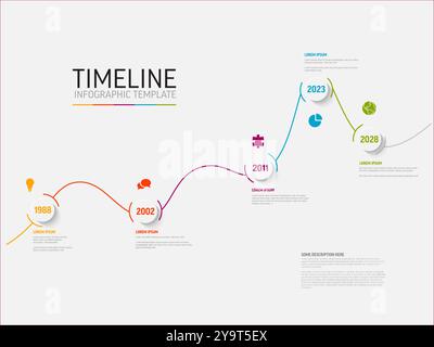 Modello di diagramma della timeline aziendale Infogrpahic per la crescita di linee spesse con sfondo bianco. Semplice infografica multiuso con curva del grafico in aumento Illustrazione Vettoriale