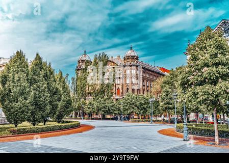 BUDAPEST, UNGHERIA-Maggio 04, 2016 :bellissimo paesaggio e la veduta urbana di Budapest, persone sulle strade, edifici, square. Foto Stock