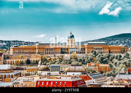 Centro di Budapest Budapest castello reale, vista da St.Stephen Basilica.Hangary. Foto Stock