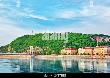 Il Ponte Elisabetta di Budapest,ponte che collega Buda e Pest attraverso il Fiume Danubio.Ungheria. Foto Stock