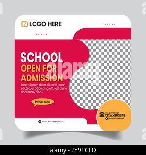 Ingresso alla Stylus School Social Media Post Design Template Illustrazione Vettoriale