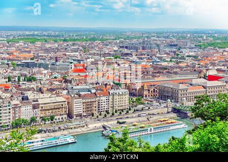 Vista panoramica su Budapest, dalla Collina di Gellert. Ungheria. Foto Stock