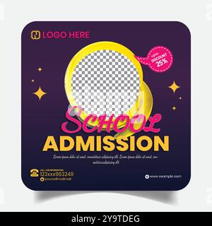 Esclusivo modello di post design per social media per l'ingresso alla scuola Stylus Illustrazione Vettoriale