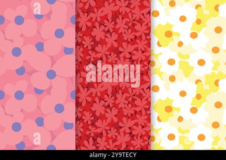 Set di motivi floreali senza cuciture Illustrazione Vettoriale