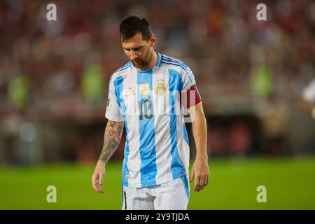 MATURIN, VENEZUELA - 10 OTTOBRE: Lionel messi dell'Argentina durante la partita di qualificazione ai Mondiali 2026 sudamericani tra Venezuela e Argentina allo stadio Monumental de Maturin il 10 ottobre 2024 a Maturin, Venezuela. Foto: Luis Morillo/Alamy Live News Foto Stock