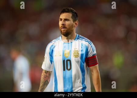 MATURIN, VENEZUELA - 10 OTTOBRE: Lionel messi dell'Argentina durante la partita di qualificazione ai Mondiali 2026 sudamericani tra Venezuela e Argentina allo stadio Monumental de Maturin il 10 ottobre 2024 a Maturin, Venezuela. Foto: Luis Morillo/Alamy Live News Foto Stock