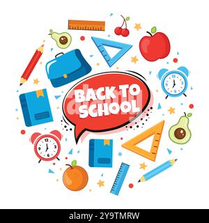 Raccolta di elementi Back to School Illustrazione Vettoriale