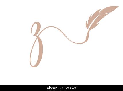 Modello vettoriale per disegno con logo di sfumatura Letter Z. Simbolo piuma Illustrazione Vettoriale
