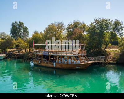 Gita in barca sul fiume Manavgat Foto Stock