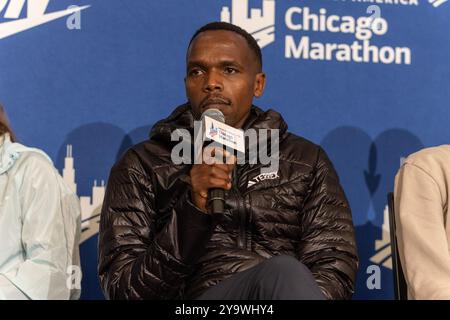 Chicago, Stati Uniti. 11 ottobre 2024. Chicago, USA, 11 ottobre 2024: Amos Kipruto, Kenya, parla ai media durante la conferenza stampa della maratona di Chicago, venerdì 11 ottobre 2024 all'Hilton Chicago, Chicago, USA. (NESSUN USO COMMERCIALE) (Shaina Benhiyoun/SPP) credito: SPP Sport Press Photo. /Alamy Live News Foto Stock