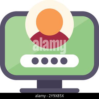 Computer che visualizza un profilo utente e richiede l'immissione di una password Illustrazione Vettoriale
