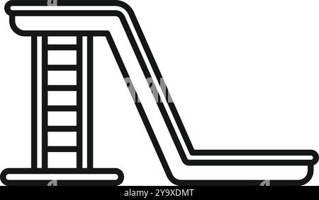 Icona dello scivolo del parco acquatico che mostra una scala e un flusso semplici, isolati su sfondo bianco Illustrazione Vettoriale