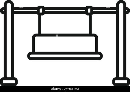 Semplice icona vettoriale di un gruppo altalena appeso a una struttura metallica, isolata su uno sfondo bianco Illustrazione Vettoriale