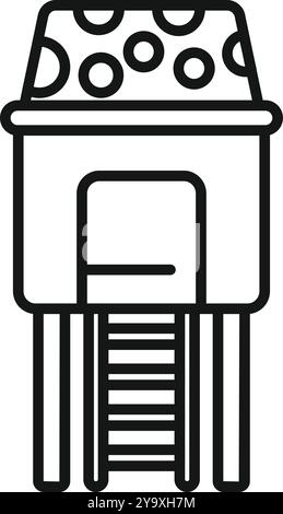 Icona della line art di una casa sull'albero, perfetta per progetti relativi a bambini, parchi giochi o attività all'aperto Illustrazione Vettoriale