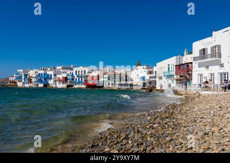 Grecia, Cicladi, isola di Mykonos, Chora, piccola Venezia Foto Stock