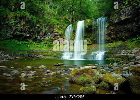 Sgwd yr eira [ cascata di neve] nei fari brecon, galles Foto Stock