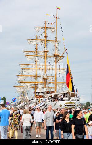 Polonia, Pomerania occidentale, Szczecin, porto di Szczecin, arrivo a Szczecin degli yacht che partecipano a “The Tall Ships Races” 2024, o internazionali Tall Ships Races for School, la barca a vela Guyas Foto Stock