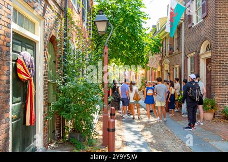 Stati Uniti, Pennsylvania, Philadelphia, centro storico, Elfreths'alley, casa del xviii secolo Foto Stock