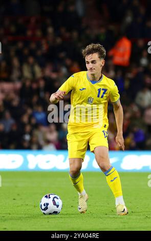 11 ottobre 2024; Vitality Stadium, Bournemouth, Euro 2025 gruppo F qualificazioni calcio, Inghilterra U21s contro Ucraina U21s; Fedor dell'Ucraina su palla credito: Action Plus Sports Images/Alamy Live News Foto Stock