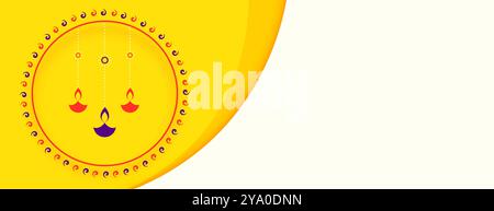 banner diya diwali con spazio di testo Illustrazione Vettoriale
