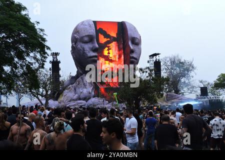 ITU, San Paolo, Brasile. 11 ottobre 2024. ITU(SP,), 10/11/2024 - INTRATTENIMENTO/FESTIVAL/TOMORROWLAND - movimento del pubblico e dei DJ il primo giorno di Tomorrowland Brasil, un festival di musica elettronica che riunisce migliaia di persone alla Fazenda Maeda di ITU, nell'entroterra di San Paolo. (Foto: Leandro Chemalle/Thenews2/Zumapress) (immagine di credito: © Leandro Chemalle/TheNEWS2 via ZUMA Press Wire) SOLO USO EDITORIALE! Non per USO commerciale! Foto Stock