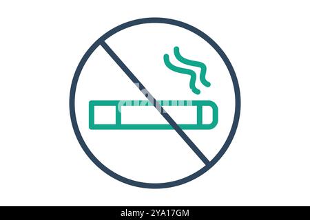 Icona divieto di fumo. stile icona linea. illustrazione vettoriale elementi hotel Illustrazione Vettoriale