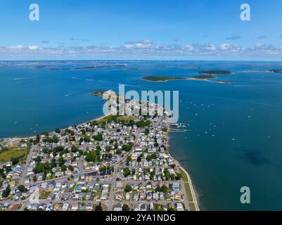 Vista aerea di Houghs Neck e Nut Island tra il fiume Weymouth Fore e Quincy Bay nella città di Quincy, Massachusetts ma, Stati Uniti. Foto Stock