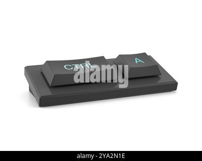 Mini tastiera ctrl A su sfondo bianco. illustrazione 3d. Foto Stock