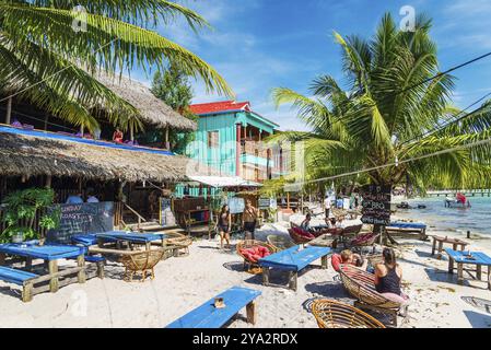 Bar e ristoranti principali dell'isola di Koh rong in cambogia Foto Stock