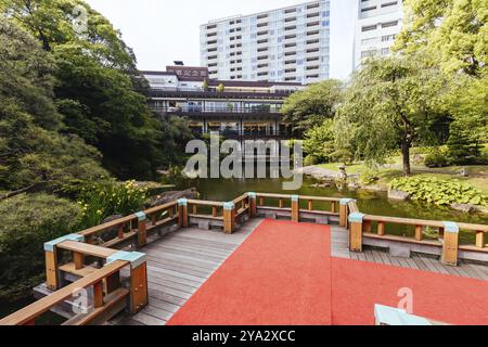 TOKYO, GIAPPONE, 12 MAGGIO 2019, santuario shintoista Kamiike nelle strade secondarie di Harajuku nel centro di Tokyo, Giappone, Asia Foto Stock