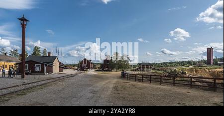 Falun, Dalarna, Svezia, 08 05 2019 Vista sul sito minerario industriale della miniera di rame, Europa Foto Stock