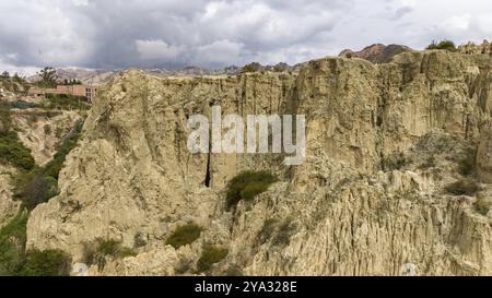 La Paz, Valle de la Luna, formazioni rocciose panoramiche. Bolivia Foto Stock