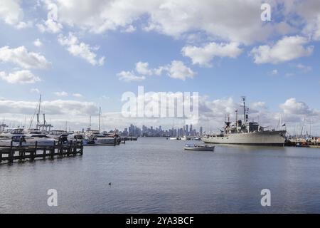 Porto di Williamstown e lungomare vicino al Gem Pier a Melbourne, Victoria, Australia, Oceania Foto Stock