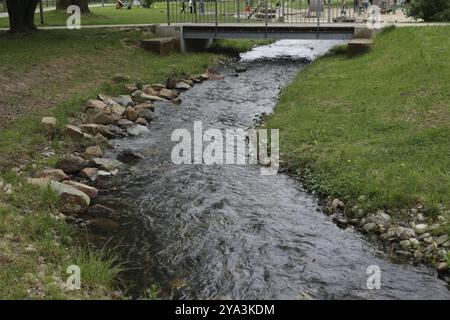 Corso d'acqua nel Luisenpark di Bad Bergzabern Foto Stock