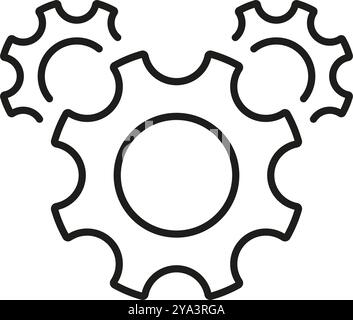 Icona della linea ingranaggi per Impostazioni e configurazione nei servizi di supporto tecnico. Icona ingranaggio e ingranaggio per manutenzione, impostazione e regolazione del sistema. Modificabile Illustrazione Vettoriale