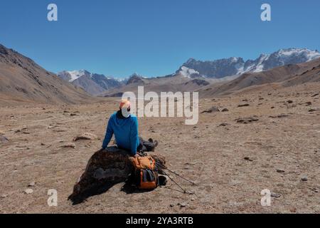 Trekking al passo di Shimshal, Shimshal, Gojal, Pakistan Foto Stock