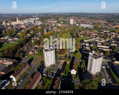 Immagine aerea dell'area di Little London a Leeds, Regno Unito. Foto Stock
