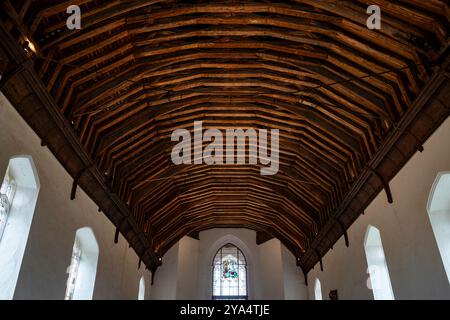 Interno della chiesa di Laxfield, Suffolk Foto Stock