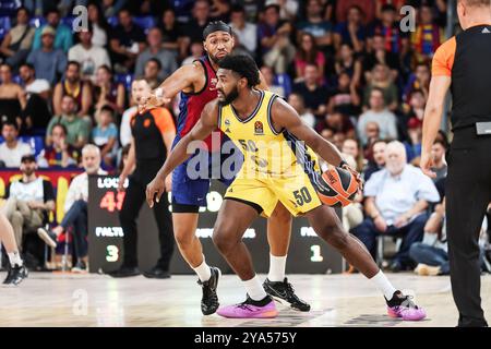 Trevion Williams di Alba Berlin e Jabari Parker del FC Barcelona durante la partita di basket dell'Eurolega turca tra FC Barcelona e Alba Berlin l'11 ottobre 2024 al Palau Blaugrana di Barcellona, Spagna Foto Stock