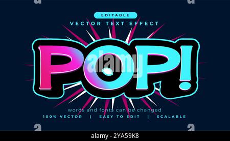 effetto testo testo pop modificabile in stile fumetto Illustrazione Vettoriale