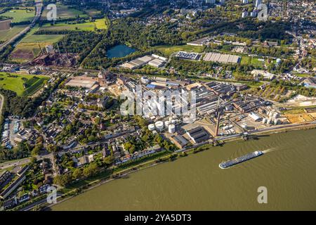 Luftbild, Venator Chemiewerk Hafengebiet, Binnenschifffahrt Fluss Rhein, Neuenkamp, Duisburg, Ruhrgebiet, Nordrhein-Westfalen, Deutschland ACHTUNGxMINDESTHONORARx60xEURO *** Vista aerea, zona portuale dell'impianto chimico Venator, navigazione interna fiume Reno, Neuenkamp, Duisburg, zona della Ruhr, Renania settentrionale-Vestfalia, Germania ATTENTIONxMINDESTHONORARx60xEURO Foto Stock